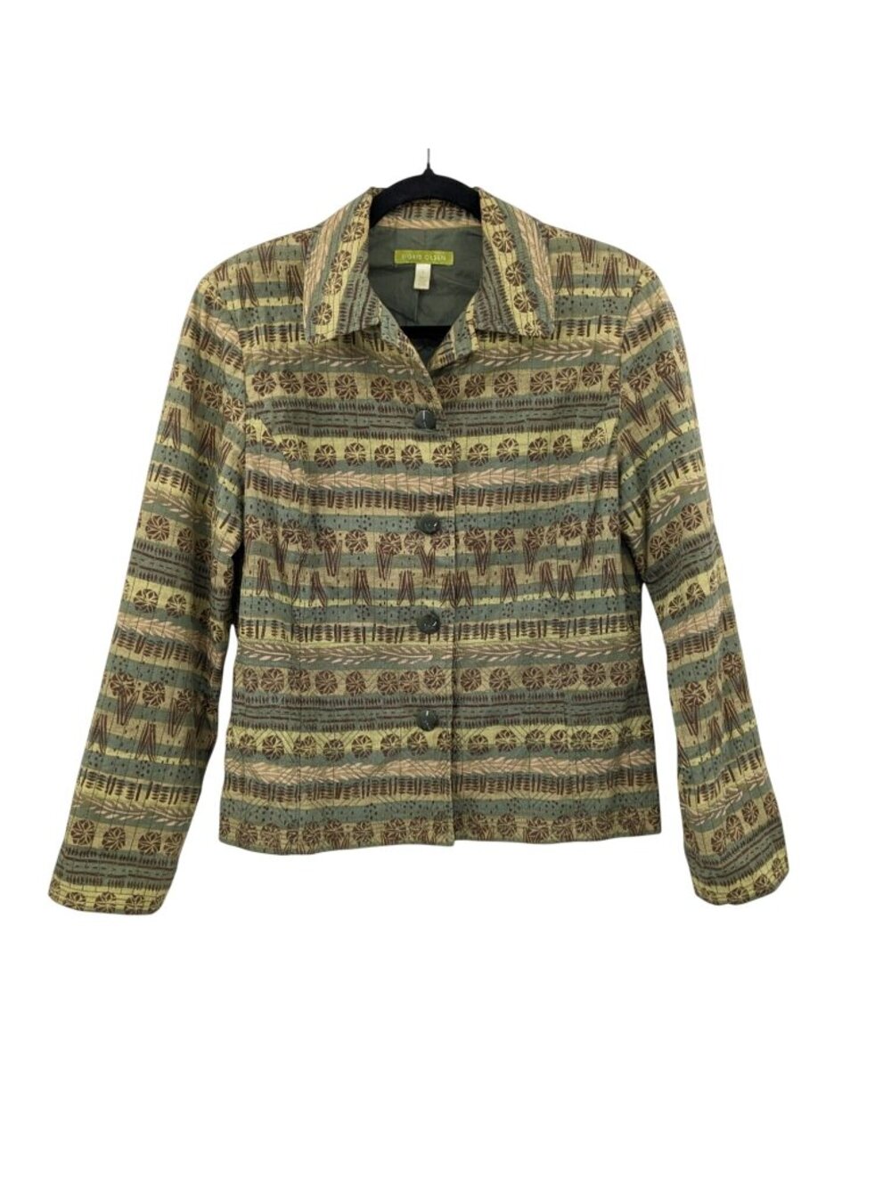 Sigrid Olsen Quilted Tapestry Blazer Y2K Artsy Boho Indie Button Up Jacket Large